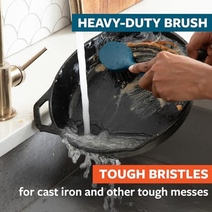 Full Circle Clean Ocean, Variety Dish Brush Pack - Dish Brush, Bottle Brush, and Heavy-Duty Scrub Brush - Sustainably Made 100% from Recycled Ghost Fishing Nets, Safe for Cast Iron & Nonstick - size: Set of 3 Brush Bundle