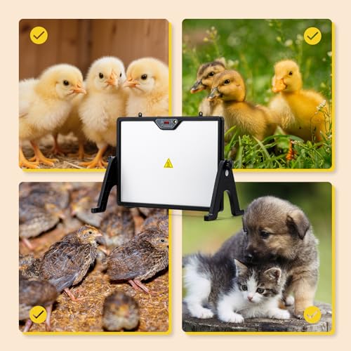 Chicken Coop Heater, 200W Chick Warmer, Brooder Heating Plate | with Remote Control, Double Side Heating, 360° Adjustable, Timing Function, Temperature Adjustable, LED Screen