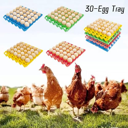 4-Pack Blue Rectangular Plastic Egg Tray, Stackable Egg Crates, 30-Egg Capacity, Modern Style, Reusable, Dishwasher Safe - size: 4-Pack Blue