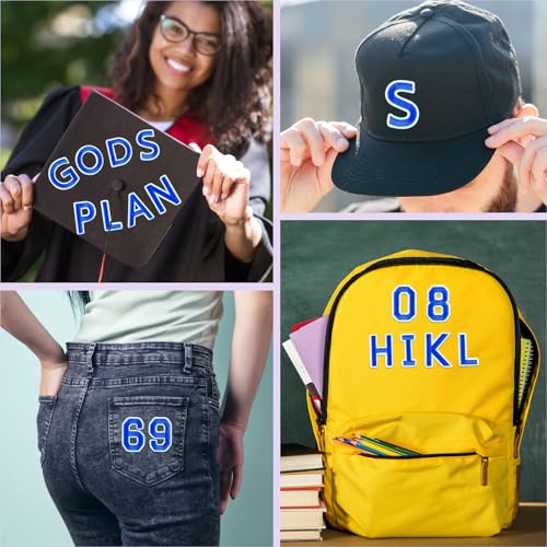 ASTARON 72 Pcs Iron on Letters and Numbers Patches, 1.5 Inch Letters A-Z Numbers 0-9 Embroidered Applique Patches Alphabet Cloth Patch for Clothes, Bags, Socks, Jeans, Hat, DIY Accessories(Blue) - color: Blue