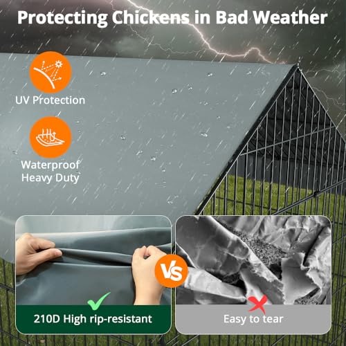 PawGiant Chicken Coop, Chicken Run Pen for Yard with Cover Outdoor Metal Portable Chicken Tractor Cage Enclosure Crate Outside for Small Animals Duck Rabbit Hen 21ft x 3.5ft - size: 260.0"L x 40.0"W x 40.0"H