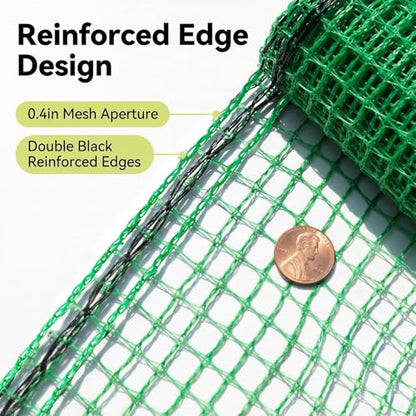 6.6x100ft Plastic Mesh Fence with Reinforced Double Black Edges, Heavy Duty Deer Fencing and Garden Netting Animal Barrier, 0.4in Square Mesh Safety Fence for Yard, Poultry and Plant Protection - size: 6.6ft x 100ft