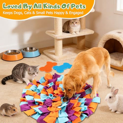 Snuffle Mat for Dogs, 17.7" Slow Feeder Foraging Dog Puzzle Toy for Stress Relief & Smell Training, Interactive Enrichment to Keep Dogs Busy, for Puppy/Medium/Large Breed