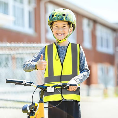 AYKRM Kids High visibility viz vest hi vis viz reflective safety vests - color: Blue-logo, size: 6-9Y