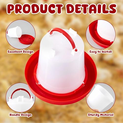 10 Pack Poultry Feeder and Drinker Sets 5 Pcs 1 L Hanging Drinkers and 2.2 lb Feeders for Chicks, Ducks, Geese, Turkeys, Coop & Brooder Use, Easy-Fill Design