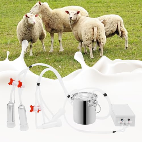Electric Cow Milking Machine 2-in-1 Portable Rechargeable Goat Milker Adjustable Suction Pulsation Vacuum Pump Electric Milker for Goats and Cows with Stainless Bucket (10L) - size: 10L