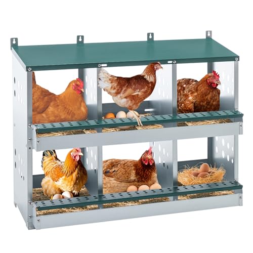 Chicken Nesting Box for Laying Eggs - 6 Room Chicken Laying Boxes, Nesting Boxes for Chickens, Heavy Duty Metal Chicken Coop,33.07" L x 16.92" W x 25.59" H - size: 33.07" L x 16.92" W x 25.59" H