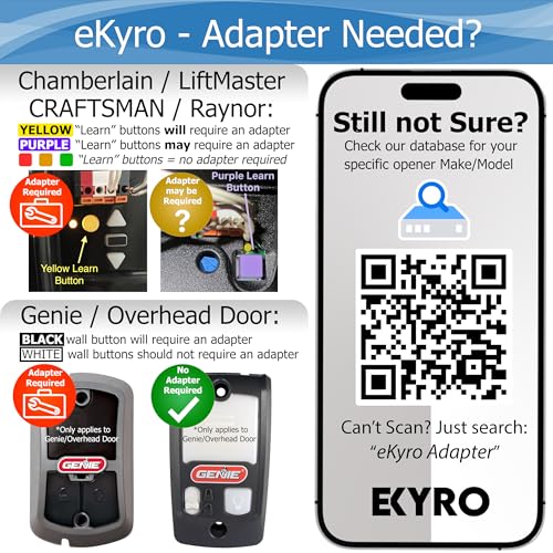 eKyro Smart Garage Door Opener - Universal WiFi Remote Controller Compatible with Alexa, Google Home, iPhone, Siri, Android, Door Left Open Alert, Door Security Systems, Updated Model