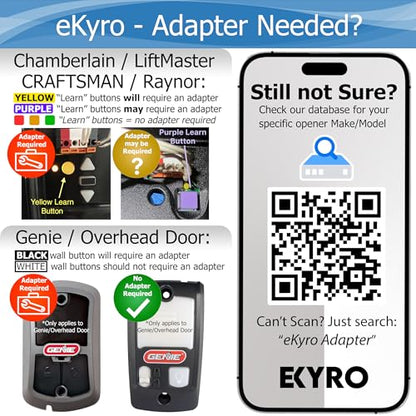 eKyro Smart Garage Door Opener - Universal WiFi Remote Controller Compatible with Alexa, Google Home, iPhone, Siri, Android, Door Left Open Alert, Door Security Systems, Updated Model