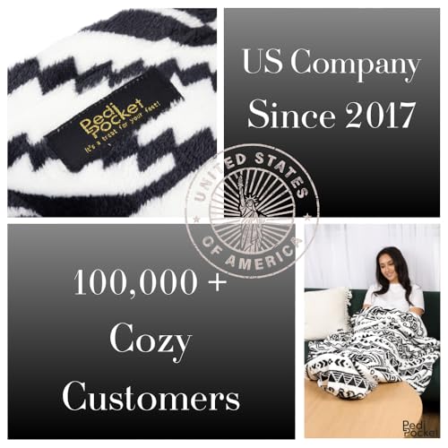 PediPocket Patented Foot Pocket Blanket – 50” x 70” with 20” Deep Foot Pocket, Plush Velvety Fleece Blanket, Everyday Luxurious Comfort, Machine Washable, Gift Idea – Nifty Navajo (Non-Electric) - color: Nifty Navajo