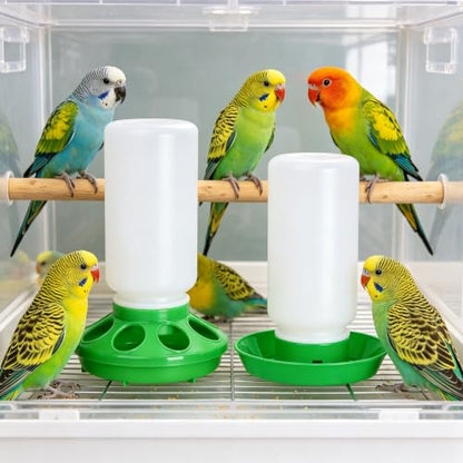 2026 New Green Chicken Feeder and Waterer Set,1L No Waste Hanging Chick Feeder and Waterer Kit,Automatic Poultry Water Dispenser for Baby Chicks,Quail,Ducklings,and Small Birds Brooder Supplies