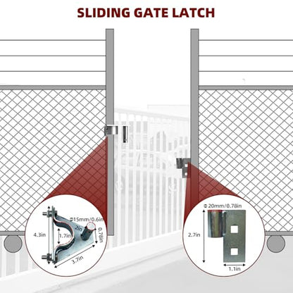 Rolling Gate Hardware Kit for Farm, Fence Gates, Rolling Gates- Includes 6" Double Wheel Carrier, 6 Universal Track Drackets, 2 Pipe Track Rollers, 1 Set Gate Latch, 2 Sets of Wrenches - color: Silver