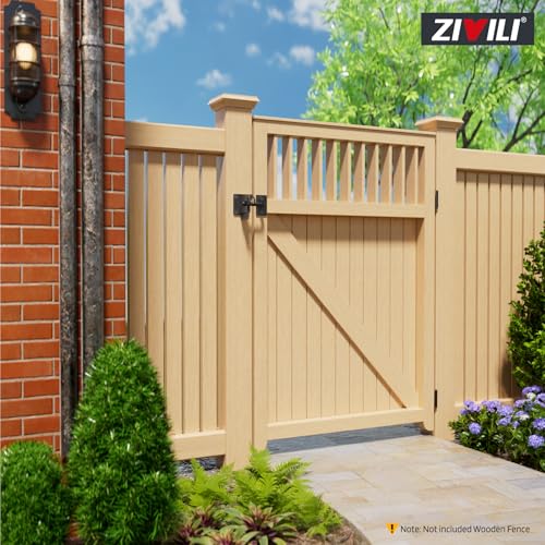 304 Stainless Steel Wooden Fence Self-Locking Gate Latch Heavy-Duty Gravity-Style Fence Gate Latch Privacy Latch, For Wooden Doors, Metal Doors, and Vinyl Fences Gate Lock Hardware (Black-Sand) - color: Black