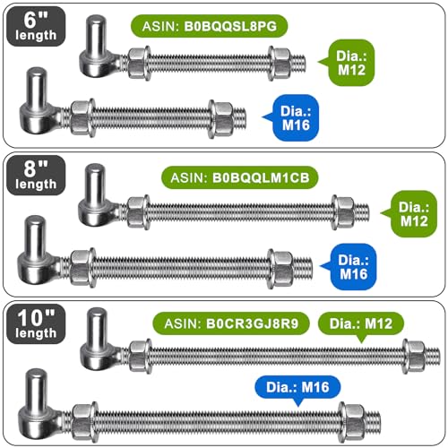 Insaga M16x 6'' J-Bolt Gate Hinge, 304 Stainless Steel J-Bolt Post Hinge for Farm Gate, 5/8" Male Pin J-Bolt Hinge for Chain Link Fence Gate, Gate Hinges for Metal Gates (2Pcs) - color: M16-6''-2PCS