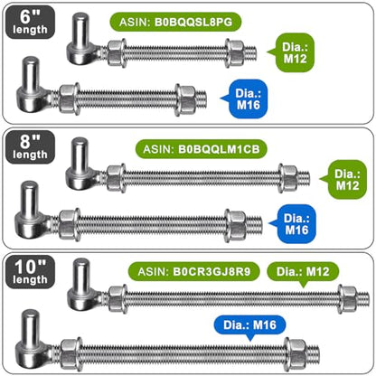 Insaga M16x 6'' J-Bolt Gate Hinge, 304 Stainless Steel J-Bolt Post Hinge for Farm Gate, 5/8" Male Pin J-Bolt Hinge for Chain Link Fence Gate, Gate Hinges for Metal Gates (2Pcs) - color: M16-6''-2PCS