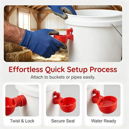 3Pcs Automatic Poultry Watering Cups, Adjustable No-Leak Chicken Waterer, PVC Auto Drinking Bowl for Chick Duck Goose Bird