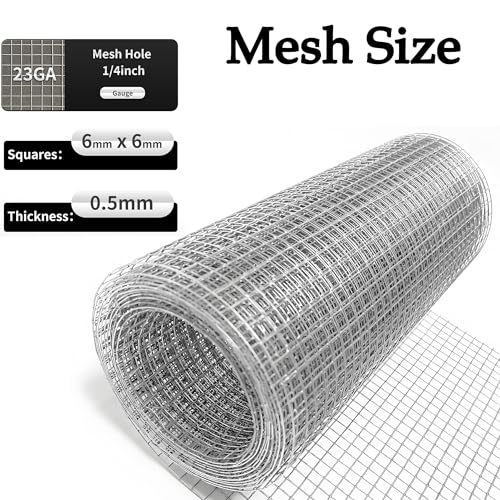 Hardware Cloth 1/4 inch 4INx10FT Galvanized After Welding 23 Gauge,Chicken Wire Mesh Screen Fence, Heavy Duty Wire Mesh Roll for Chicken Pen/Coop Fences, Garden Fences,Poultry Netting Cage