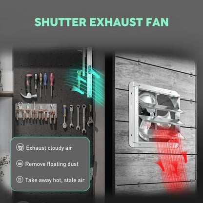 YOZON 16" Shutter Exhaust Fan with Speed Controller, Wall Mounted Wall Exhaust Fan, Automatic Shutter, High Speed, 1940CFM, Vent Fan for Garage, Greenhouse, Shed, Warehouse and Workshop - Silver - size: 16 INCH Silver