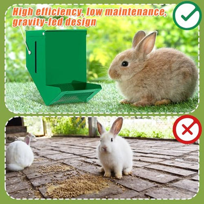 Maxcheck 2 Pcs Rabbit Feeder for Cages Viewing Window Small Animal Food Dispenser with Lid Metal Guinea Pigs Feeders Indoor Outdoor