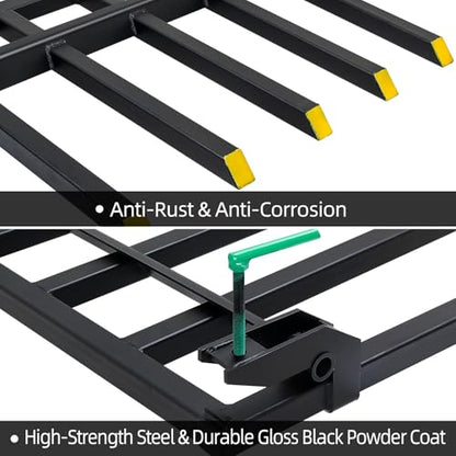 Clamp On Debris Forks To 48-60" Bucket, Heavy Duty Pallet Fork Fit For Loader Bucket Skidsteer Tractor,48" 2500 LBS - size: 48" 2500 LBS