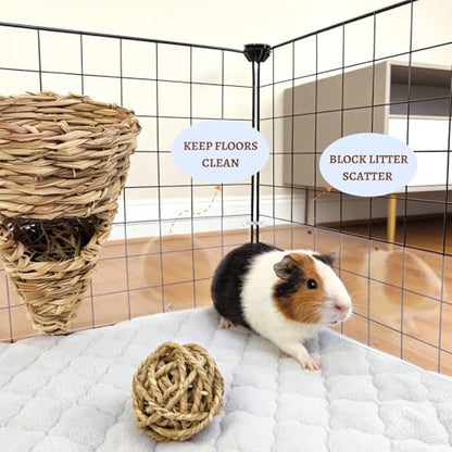 12 Pcs Cage Guard 13.8"x4.7" with Zip Ties & Personalized Letter Stickers, Scatter Guard Clear Cage Liner Flexible Side Lining for Rabbit Guinea Pig C&C Metal Wire Playpen - size: 13.8" x 4.7" (12 PCS, 8 Holes)
