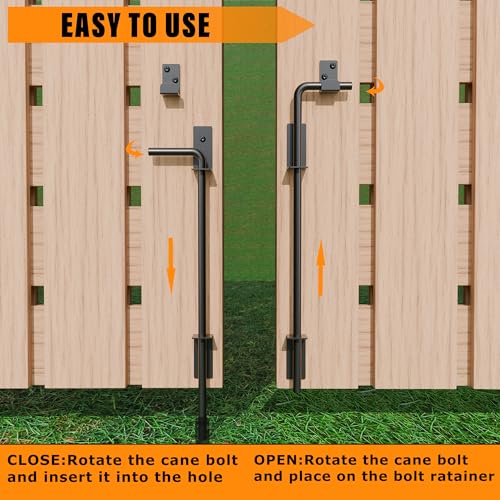 24" Heavy Duty Cane Bolt Gate Drop Rod with Black Finish-Steel Gate Ground Latch Designed for Wood Metal Vinyl Gates or Double Doors Fence Applications-1 Pack - size: 24 Inch-1 Pack
