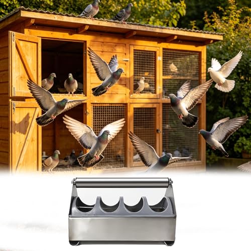 Stainless Steel Pigeon Feeder for Mealworms, Brid Feeder with Separated Fence & Crossbar, Anti-rust Anti-waste Feed Trough, Easy to Install(L20cm/7.9") - size: L20cm/7.9"