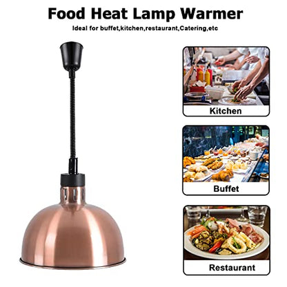 Hanging Food Heat Lamp Overhead Food Lamp Warmer Food Light (Dia 29CM(Copper))