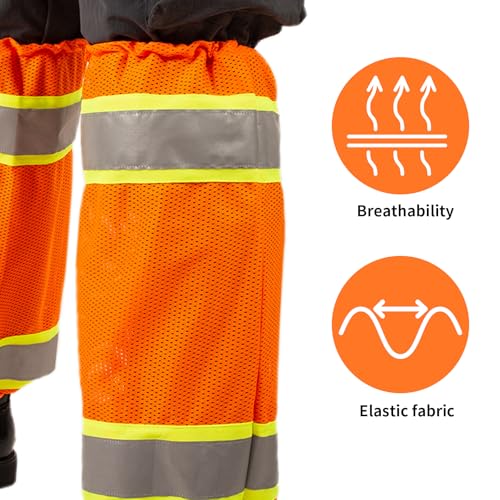 High Visibility Reflective Unisex-adult Work Leg Gaiter,Hi Vis Reflective Classic Two-tone Mesh Leg Gaiters