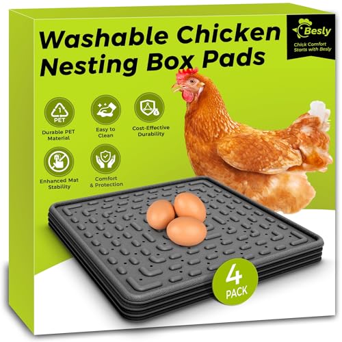 Washable & Reusable Nesting Pads for Chicken Coop - 4Pcs Chicken Nest Mats - Durable 12"x 12" Plastic Nest Box Pads for Egg Laying Hens (Soft, Easy Clean, Premium) - color: Black-4pcs