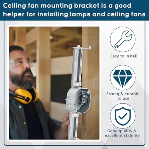 Tandefio 6 Pcs Adjustable Ceiling Fan Bracket Ceiling Mounting Bracket Electrical Box for Fans and Light Fixtures, 14.7 Inches in Length