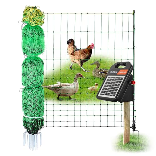 Electric Fence Chicken Netting Kit - Electric Poultry Netting, 48" x 164' Electric Fence Netting with 0.16 Joule Solar Electric Fence for Chickens, Ducks, Turkeys, Easy Installation