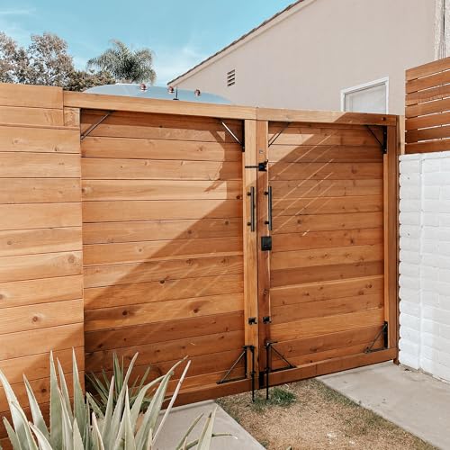 Gate Corner Brace Bracket Anti Sag Gate Frame Kit with Self-Locking Gate Latch, Heavy Duty Gate Repair Kit for Wooden Fence, Driveway Gates, Shed Doors, Wood Windows,Gate Support Hardware Kit, 1 Pack