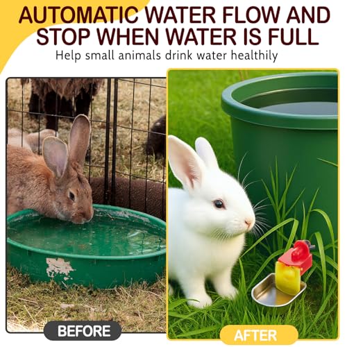 8 Pack Heavy Duty Auto Fill Metal Chicken Waterer Cups, Stainless Steel Freeze Leak Proof Poultry Rabbit Watering System Fits 5 Gallon Bucket and 3/8'' Hole Saw(Oval Style)