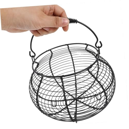 Generic 2pcs Black Metal Wire Egg Gathering Baskets with Handles, Farmhouse Kitchen Storage Bins for Fresh Egg Collection and Countertop Organization