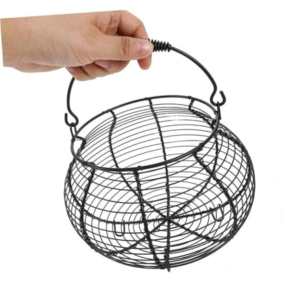 Generic 2pcs Black Metal Wire Egg Gathering Baskets with Handles, Farmhouse Kitchen Storage Bins for Fresh Egg Collection and Countertop Organization