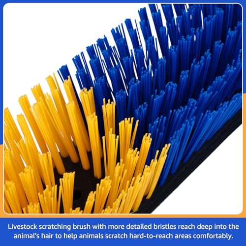 2Pcs Livestock Scratching Brush for Cow, Horse, Goat & Sheep - PBT High Elastic Bristles Design, Animal Grooming & Itch Relief Brush for Barn Entrance, Fence Corner & Feeding Area - size: Small
