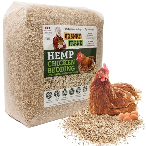 Cranky Frank Chicken Hemp Bedding - 75 Usable Liters, 20 LB - All Natural, Dust-Free, Bedding for Chickens and Pets - Super Absorbent - size: 20LB