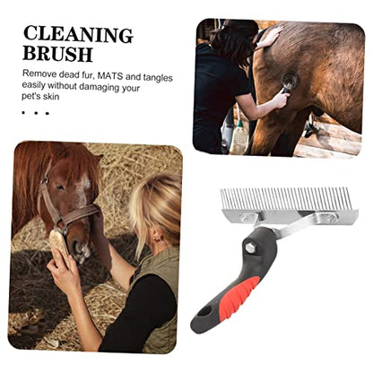 Luxshiny Durable Horse Grooming Rake with Rubber Handle and Teeth Resistant Horse Hair Cleaning Comb for Comfortable Massage and Efficient Pet Hair Removal