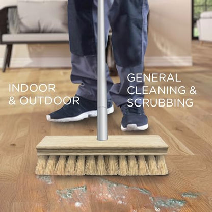 LOLA Deck Scrub Brush, 9" x 3.5" Head w/Tampico Bristles for Outdoor Cleaning, Removes Dirt & Grime from Patios, Decks, Grout, 9 Pack - size: 9 Pack, style: Tampico Deck Broom -Steel Handle