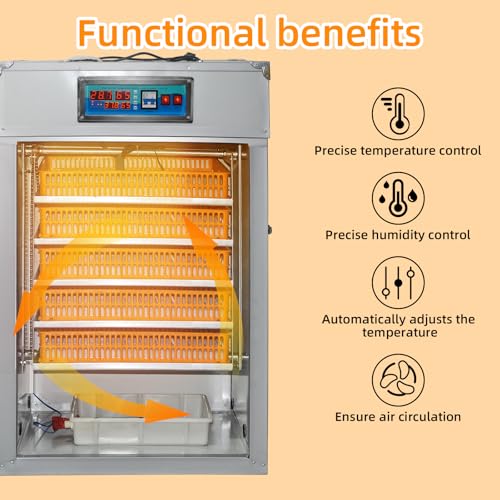 440 Egg Digital Cabinet Incubator，Poultry Hatching Breeding Cabinet Incubator for Auto Egg Turning, Temp/Humidity Control, Thermostatic for Chicken/Duck/Goose/Quail Bird. - size: 440 eggs 260L
