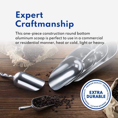 New Star Foodservice 34561 One-Piece Cast Aluminum Round Bottom Bar Ice Flour Utility Scoop, 38-Ounce, Silver (Hand Wash Only) - size: 38-Ounce-1