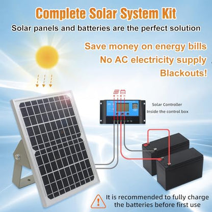JUJIANG C01 Solar Gate Opener with Batteries & Solar Panel for Dual Swing Gates Up to 440lb 12FT per Arm Automatic Gate Opener with Remote Complete Kit Light Duty Automatic Gate Openers Solar Powered - style: 440lb Solar Dual Gate Opener
