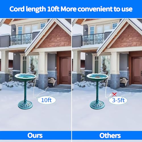 Bird Bath Heater for Outdoors in Winter, 80w Birdbath Heaters for Outdoor Bird Bath Deicer with Thermostatically Control, Heated Bird Bath Water Heater for Bird Chicken Livestock, With 10ft Cord