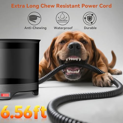5.5L Heated Water Bowl, 1.45Gal Winter Large Heated Dog Bowls for Outside, Outdoor Waterproof Heat Pet Water Bowl with Chew Resistant Power Cord & LED Neon for Dogs/Cats/Chickens/Ducks