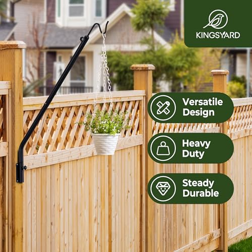 Kingsyard Heavy Duty Wall Mounted Deck Hook, 27"-39" Adjustable Metal Plant Wall Hanger for Hanging Bird Feeders, Planters, Lanterns, Wind Chimes, Wall Mounted - size: 27"-39" Wall Mounted