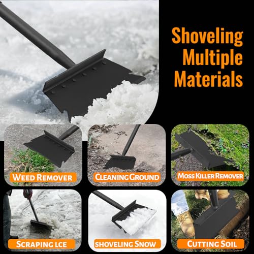 Garden Flat Shovel Scraper, Multifunctional Garden Cleaning Shovel with 59 Inch Long Handle, Heavy Duty Outdoor Floor Scraper for Weed Cleaning,Trenching,Edging and Removing Snow,Ice,Weeds,Dirty,Moss - style: Black Shovel
