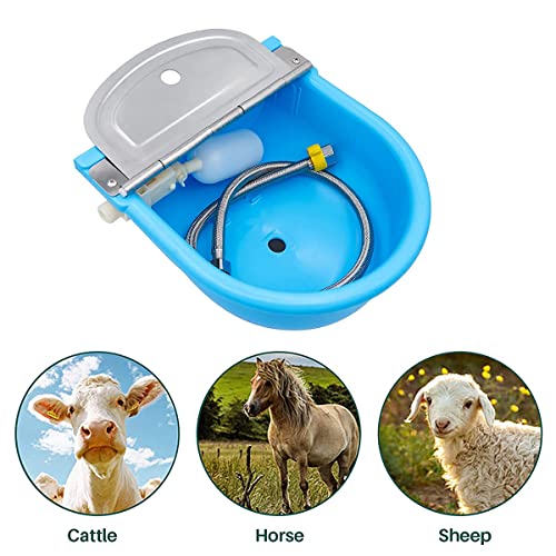 Automatic Waterer Cattle Water Bowls with Float Valve, Water Trough Cattle Drinking Waterer for Cattle Sheep Horse Pig Dog Farm Supplies,Blue - color: Blue