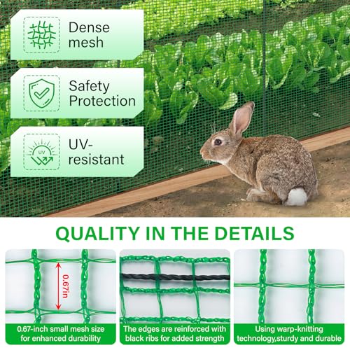 Temporary Fence with Posts, 3‘x100‘ Animal Barrier Dog Portable Fencing with Fiberglass Stake Windbreak Rope, Safety Snow Plastic Netting Roll for Garden Backyard Outdoor for Chickens or Other Animals - size: 3x100FT