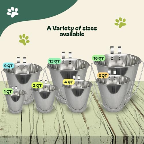 Advance Pet Product Heavy Stainless Steel with 2 Hook Bucket, 1 Quart Flat - size: 1 Quart